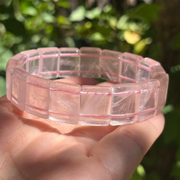 Jewelry - 6.75 inches Stretchable high quality translucent rose‎ quartz soft bangle